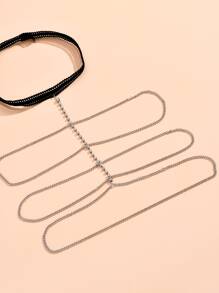 1pc Rhinestone Decor Thigh Chain Copper Jewelry - Antique Silver - View 3