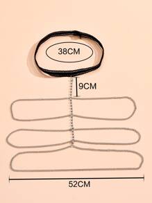 1pc Rhinestone Decor Thigh Chain Copper Jewelry - Antique Silver - View 4