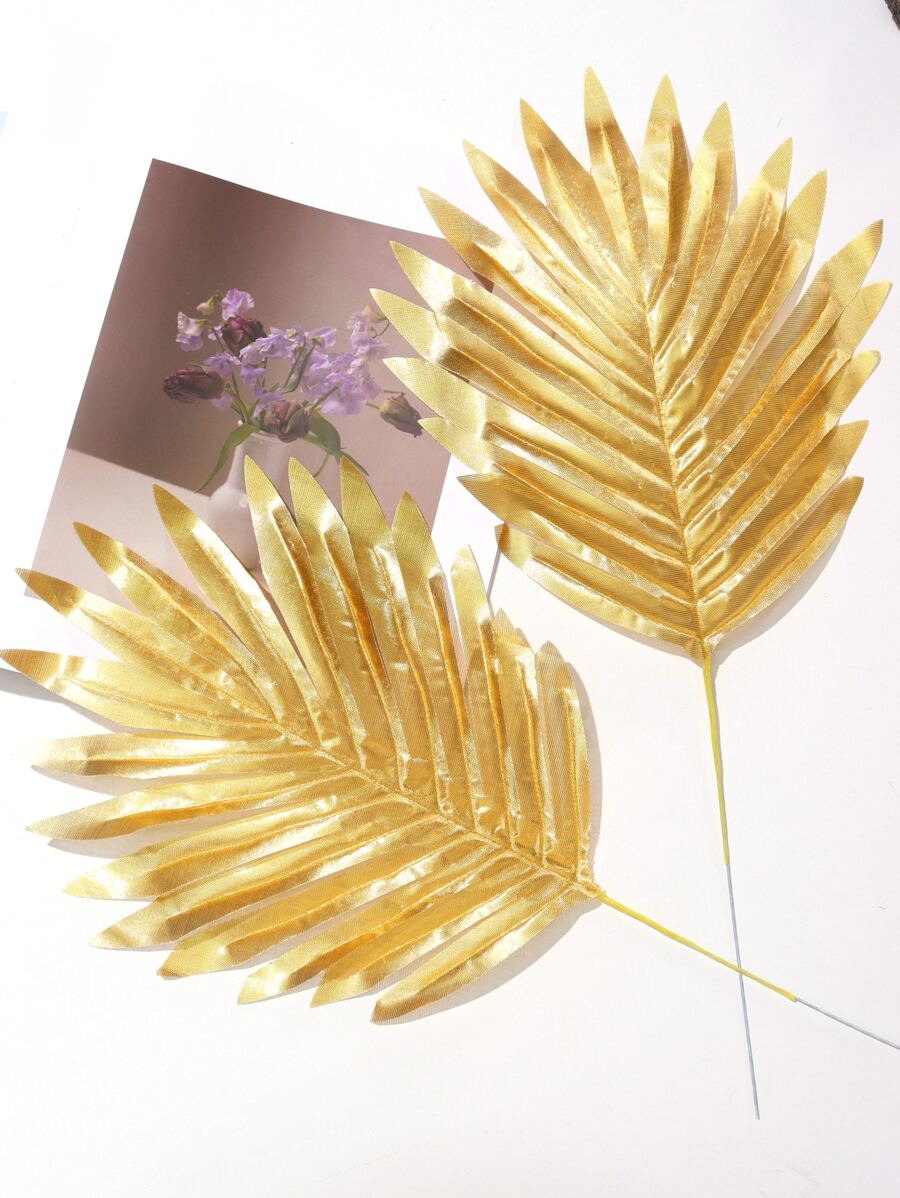 2 chiếc lá nhân tạo kim loại - Vàng - Xem 1