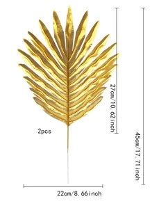 2 chiếc lá nhân tạo kim loại - Vàng - Xem 3