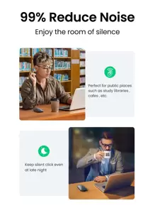 UGREEN Wireless Mice Computer Mouse For Laptop Silent Buttons 2.4G 250Hz With USB Mini Receiver, 1600 DPI 4000 DPI Optical Tracking Ambidextrous - Dark Grey - View 4
