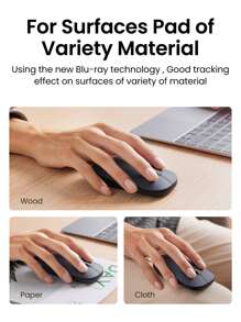 UGREEN Wireless Mice Computer Mouse For Laptop Silent Buttons 2.4G 250Hz With USB Mini Receiver, 1600 DPI 4000 DPI Optical Tracking Ambidextrous - Dark Grey - View 8