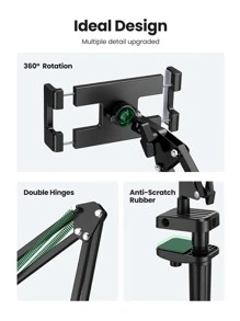 UGREEN Support de tablette réglable, support de bureau pour tablette pliable avec support de téléphone pivotant à 360 degrés, compatible avec , téléphone Android. Idéal comme cadeau d'anniversaire, pour la famille et les amis.