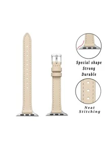 1pc Slimming 14mm Apple Strap Suitable For 38/40/41/42/44/45/49mm Apple Watch Apple Watch Ultra Series 9/8/7/6/5/4/3/2/1/SE - Beige - View 4