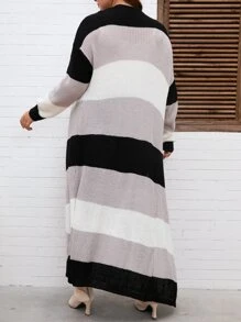 Calvaya 大碼撞色落肩袖開襟開衫 - 彩色 - 查看 2