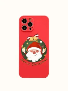 Christmas Wreath & Santa Claus Printed Phone Case - Red - View 2