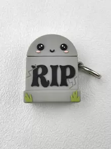 Letter Graphic Case Compatible With AirPods - Grey - View 1