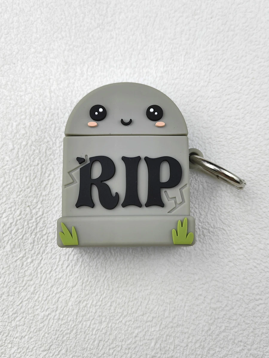 Letter Graphic Case Compatible With AirPods - Grey - View 1