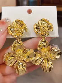 Andkiss Flower Drop Earrings Valentines,Mom,Mother,Mother's Day,Gift - Yellow Gold - View 1