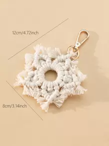 Ladies' Handbag Charm, Handmade Knitted Christmas Snowflake Pendant - Beige - View 3