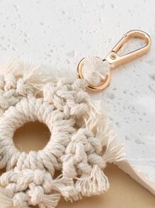 Ladies' Handbag Charm, Handmade Knitted Christmas Snowflake Pendant - Beige - View 4