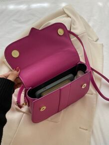 Bolsa cuadrada minimalista con solapa - Rosa Fucsia - Ver 4