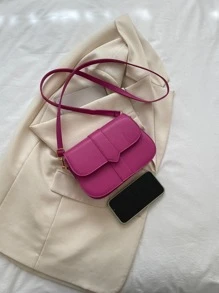 Bolsa cuadrada minimalista con solapa - Rosa Fucsia - Ver 8
