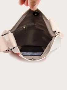 LECEY Túi Crossbody Nữ Khối Màu Có thể điều chỉnh được Đúng mốt - Đỏ và trắng - Xem 4