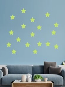 18入組夜光3D星星點牆貼適用於兒童家庭裝飾用品夜光月亮貼花熒光燈DIY貼紙 - 綠色 - 查看 2