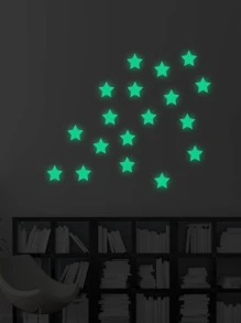 18入組夜光3D星星點牆貼適用於兒童家庭裝飾用品夜光月亮貼花熒光燈DIY貼紙 - 綠色 - 查看 4