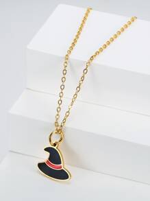 女巫帽吊墜項鏈 - 黑色 - 查看 2