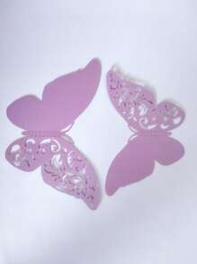 12 miếng dán tường hình bướm ngọc trai 3D, trang trí bằng giấy rỗng cho phòng khách, phòng ngủ, trang trí ngày lễ - Màu tím hoa cà - Xem 4