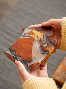 1入組木紋杯墊 - 彩色 - 查看 1