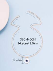 邪惡之眼細節圓形吊飾項鍊 - 金黃色 - 查看 5