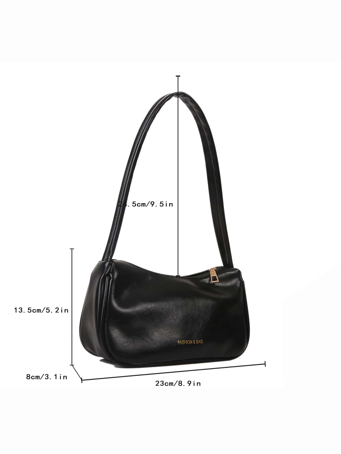 Letter Graphic Bag Small Black Shoulder Bag Minimalist,Casual Portable,Lightweight For Girl,For Woman Gift Bag,Work ,Business,Commute - Black - View 4