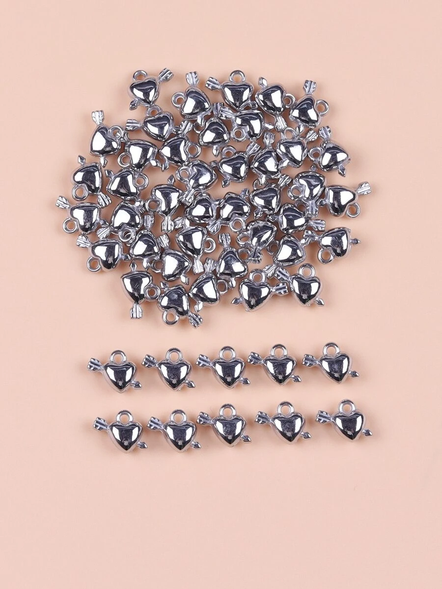 50pcs Plastic Arrow & Heart DIY Pendant - Silver - View 1