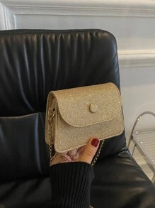 Glamorous, Elegant, Exquisite, Quiet Luxury Sequin, Stylish, Luxury, Shiny Mini Glitter Square Bag, Perfect Bride Purse For Wedding, Prom & Party Events Evening Bag, Dinner Bag For Party Girl, Woman - Rose Gold - View 4