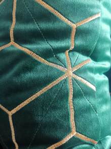 Vỏ đệm thêu hình học không có chất làm đầy - Màu xanh lá cây đậm - Xem 4