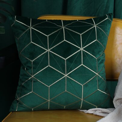 Geometric Embroidered Cushion Cover Without Filler