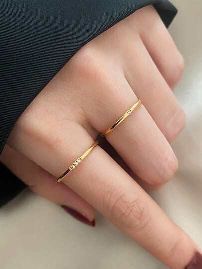 2pcs Rhinestone Decor Ring