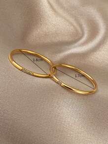 2pcs Rhinestone Decor Ring - Yellow Gold - View 6