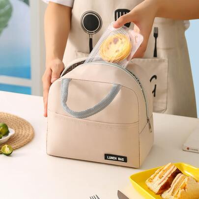 Letter Patch Decor Insulation Lunch Bag
