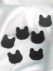 50pcs Cat Design Jewelry Storage Card, Black Cute Earrings Holder For Packaging - Black - View 1