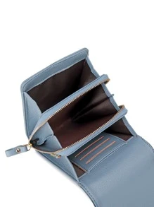 雙色荔枝紋壓花翻蓋手機錢包錢包小袋單肩包手機殼套手機包手拿包