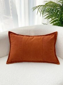 1 Vỏ gối bằng vải nhung kẻ chắp vá hoặc Vỏ gối thắt lưng - Màu Cam cháy - Xem 4