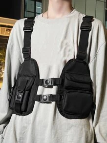 Mini Men Phát hành Khóa Trang trí Ngực Rig Túi Sling Bag - màu đen - Xem 2