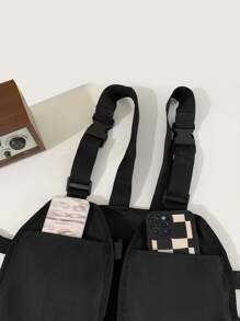 Mini Men Phát hành Khóa Trang trí Ngực Rig Túi Sling Bag - màu đen - Xem 3