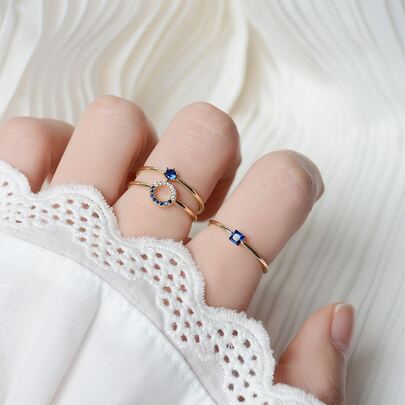 3入組水鑽裝飾戒指