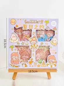 1 pieza Pegatina con patrón de niña de dibujos animados al azar - Multicolor - Ver 3