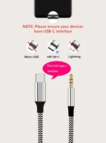 Type-C車聲音數據線 - 黑與白 - 查看 3