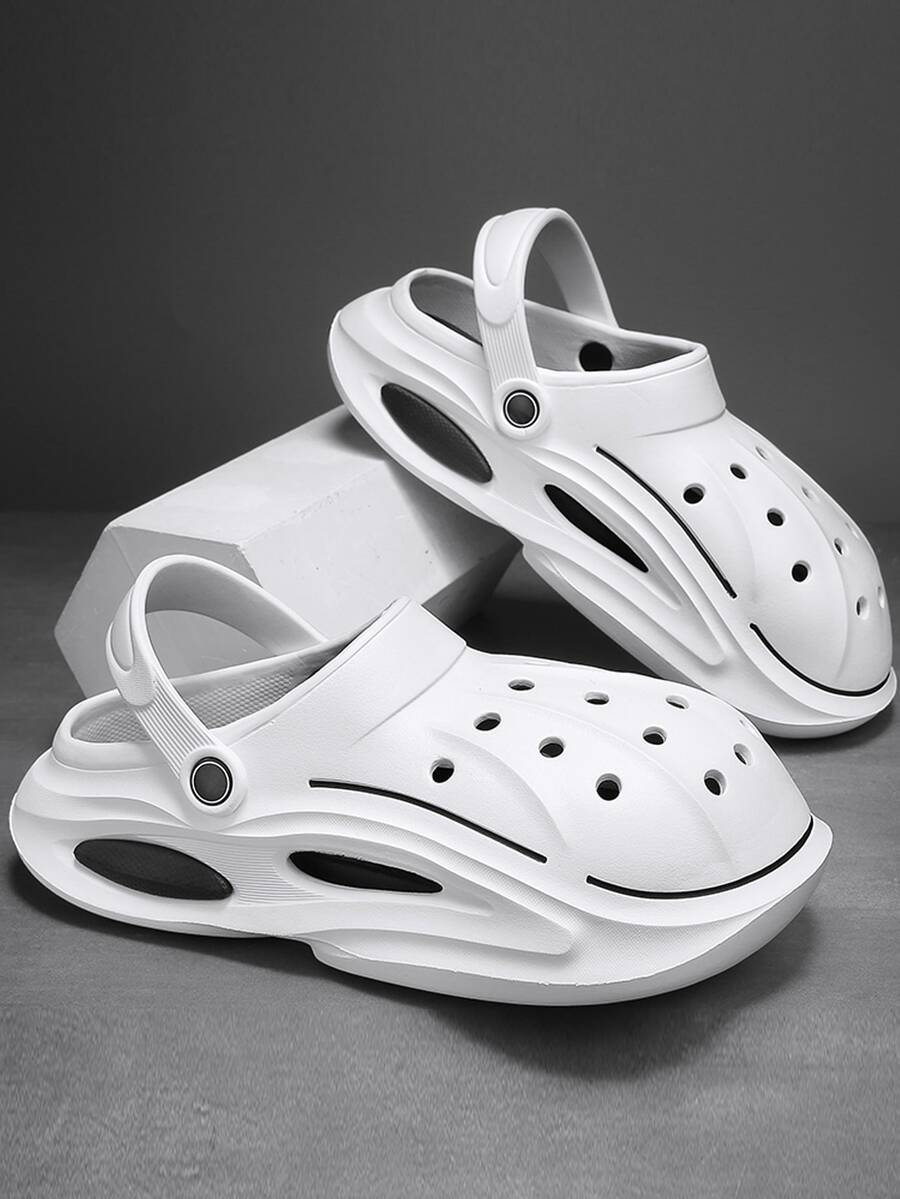 Men Hollow Out Vented Clogs - White - View 1