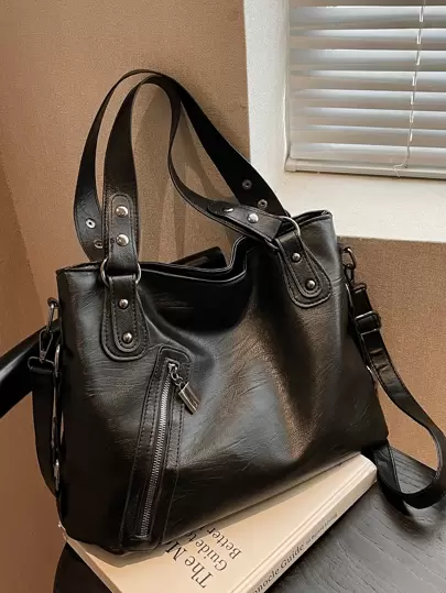 Studded Decor Shoulder Tote Bag For Teen Girls Women College Students, Rookies & White-Collar Ers Perfect For, Commute Best Bag For Women, Business Casual Bag For Women, Perfect For Office, Business And Work