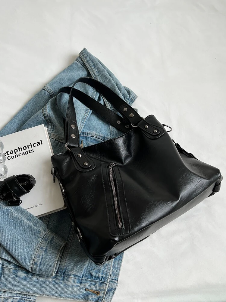 Studded Decor Shoulder Tote Bag For Teen Girls Women College Students, Rookies & White-Collar Ers Perfect For, Commute Best Bag For Women, Business Casual Bag For Women, Perfect For Office, Business And Work