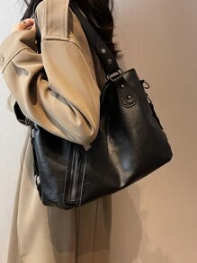 Túi đeo vai đính đinh tán trang trí dành cho nữ sinh viên đại học, tân binh và nhân viên văn phòng, hoàn hảo cho, túi đi làm tốt nhất cho phụ nữ, túi công sở thường ngày cho phụ nữ, hoàn hảo cho văn phòng, kinh doanh và công việc - màu đen - Xem 6