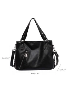 Túi đeo vai đính đinh tán trang trí dành cho nữ sinh viên đại học, tân binh và nhân viên văn phòng, hoàn hảo cho, túi đi làm tốt nhất cho phụ nữ, túi công sở thường ngày cho phụ nữ, hoàn hảo cho văn phòng, kinh doanh và công việc - màu đen - Xem 3