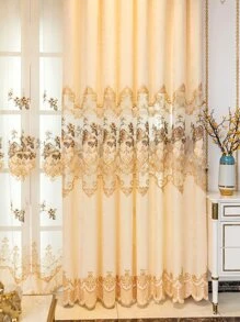 花卉刺繡單片窗簾 - 彩色 - 查看 6