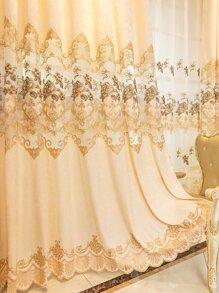 花卉刺繡單片窗簾 - 彩色 - 查看 8