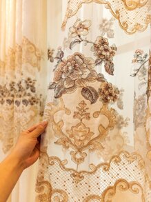 花卉刺繡單片窗簾 - 彩色 - 查看 9