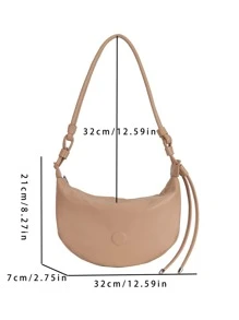 Minimalist Zipper Hobo Bag - Khaki - View 9