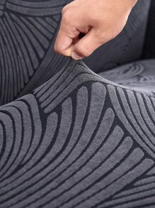 1pc Knitted 3d Flower Pattern Sofa Cover - Grey - View 4